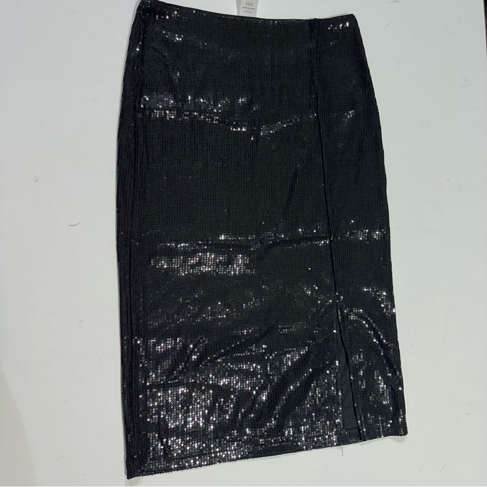 Time and Tru Black Sequin Pencil Skirt
